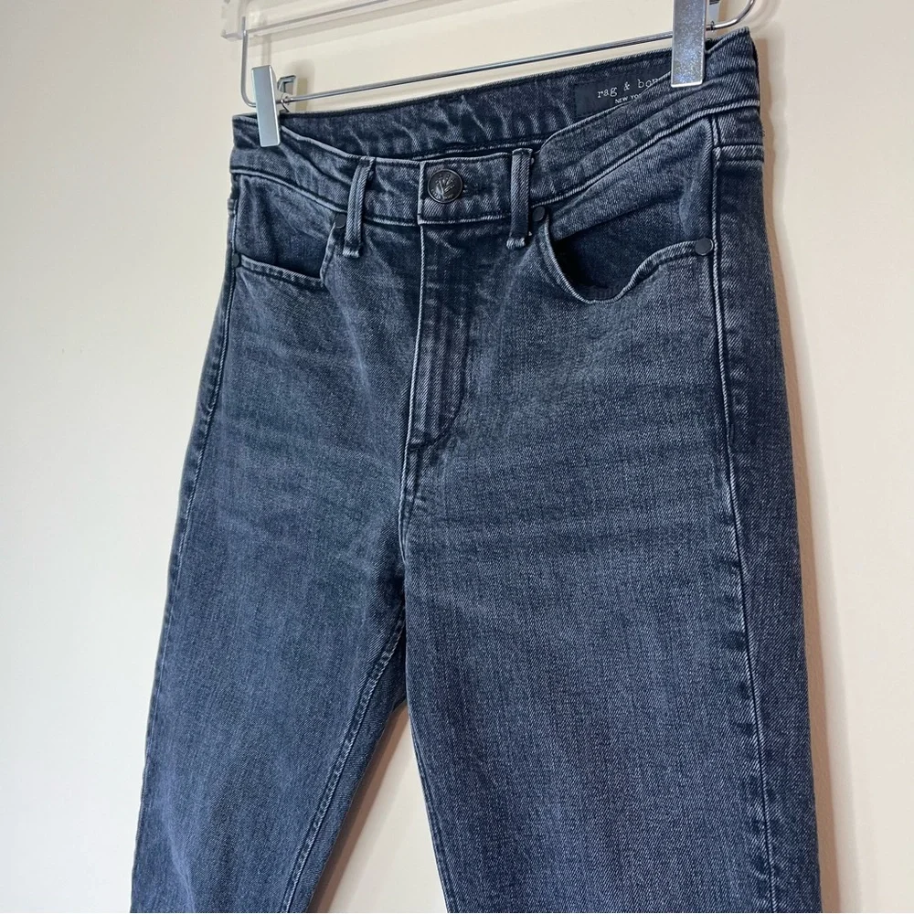 Rag & Bone Ankle Cigarette Jean in Black BK Bunnys Denim Size 26